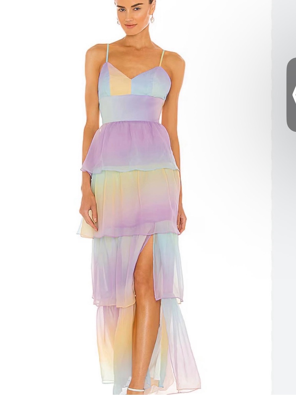 Amanda Uprichard Thaddea rainbow Ombre Tiered Maxi Dress - Lavender Multi